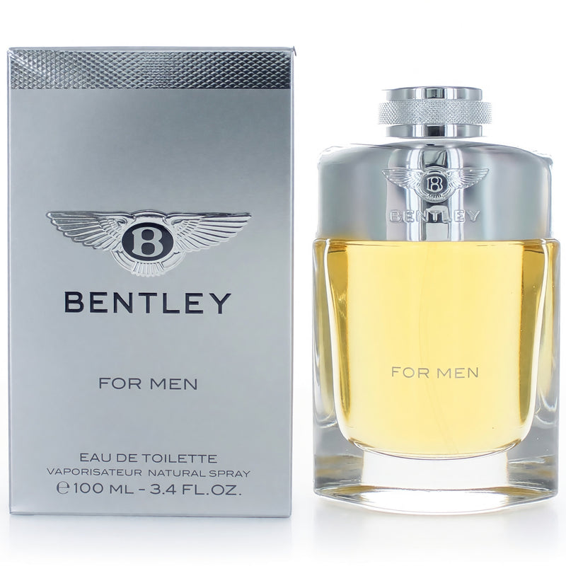 Bentley by Bentley men's 3.4 oz EDT spray bottle, sleek packaging and elegant design for a sophisticated fragrance.