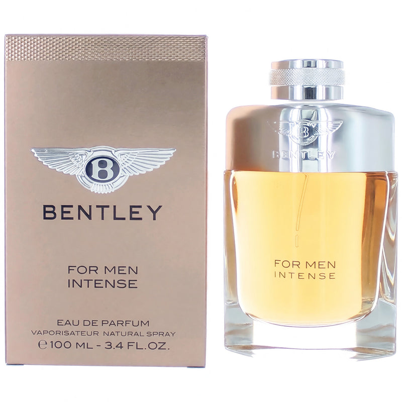 Bentley Intense men's 3.4 oz EDP spray bottle, sleek design, for a sophisticated fragrance experience.