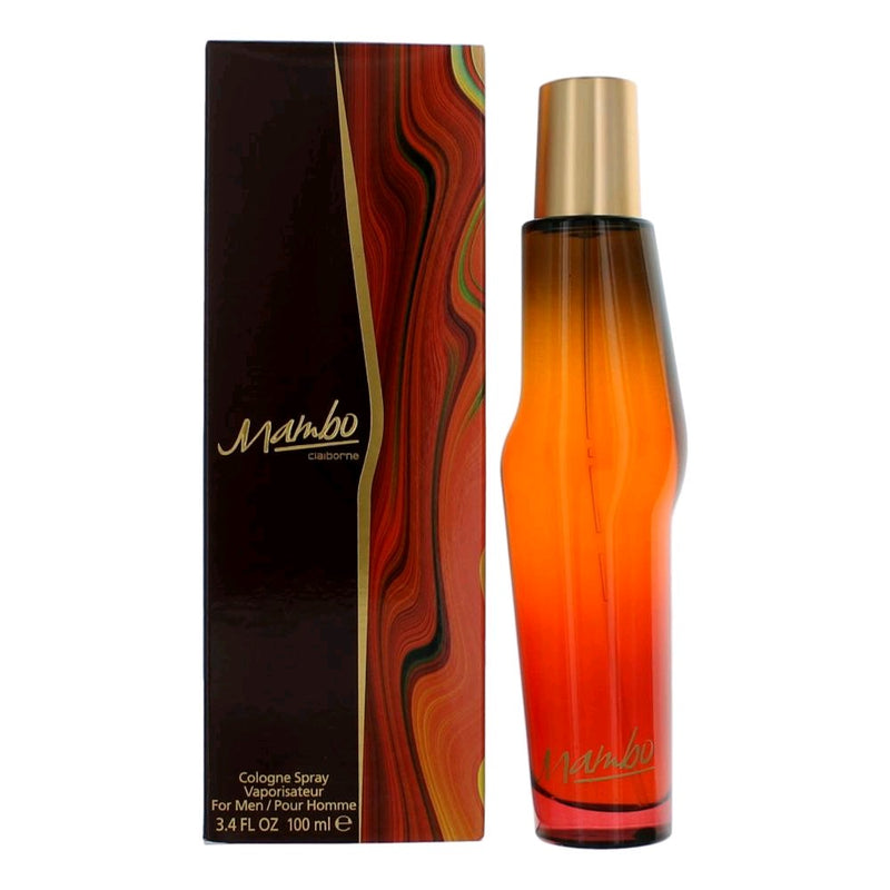 Mambo by Liz Claiborne men's 3.4 oz cologne spray bottle with sleek packaging and classic design.