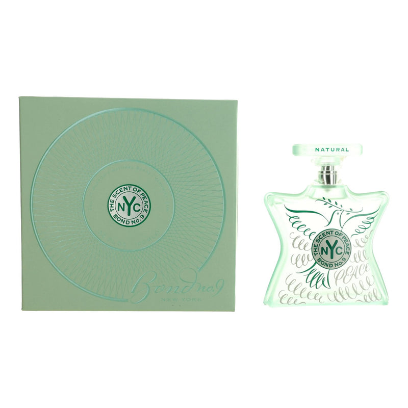 Bond No. 9 The Scent of Peace natural unisex perfume spray bottle, 3.3oz EDP, shown with elegant packaging.
