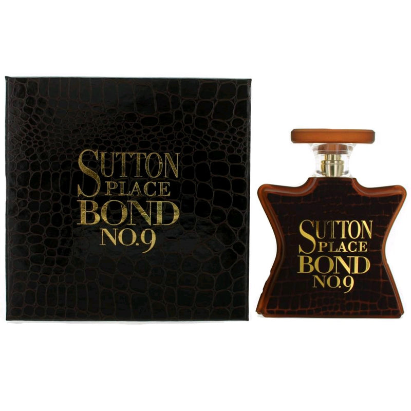 Bond No. 9 Sutton Place 3.3 oz men's EDP spray bottle with elegant packaging and branding.
