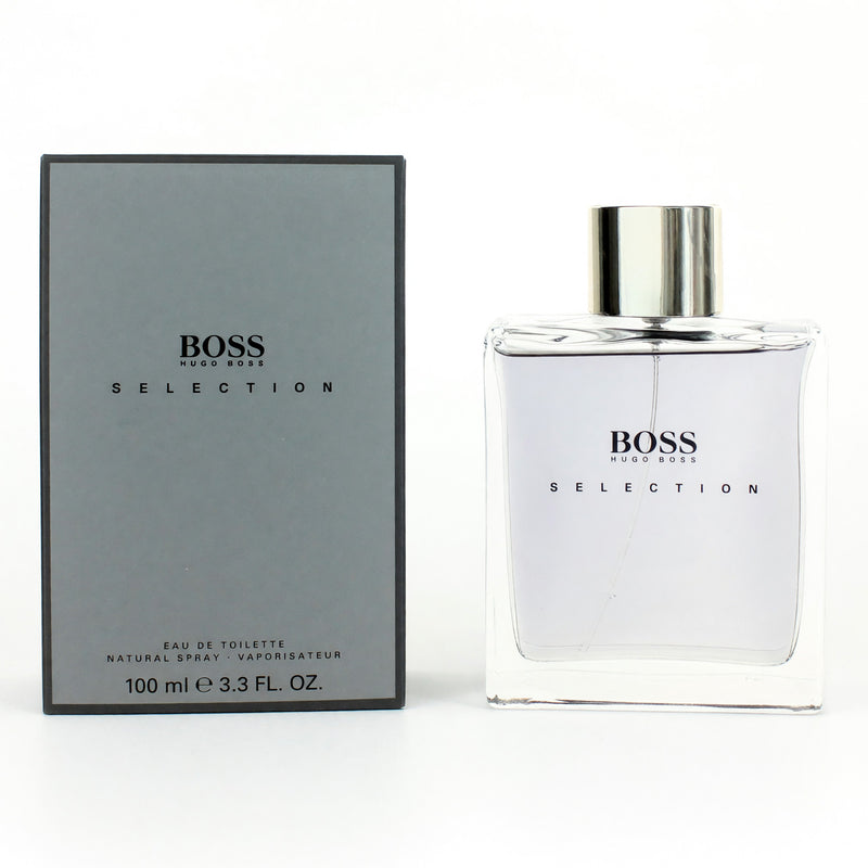 Hugo Boss Boss Selection 3.3 oz men's EDT spray bottle, sleek packaging, ready for use, on a neutral background.