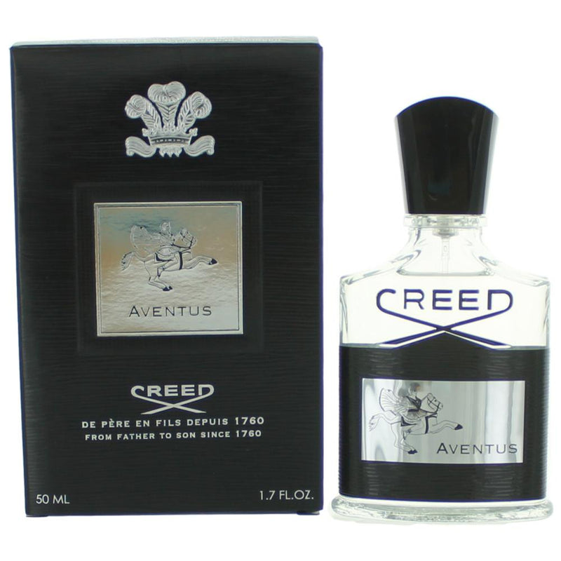 A 1.7 oz Creed Aventus Millesime EDP spray bottle for men with sleek packaging and label detailing.