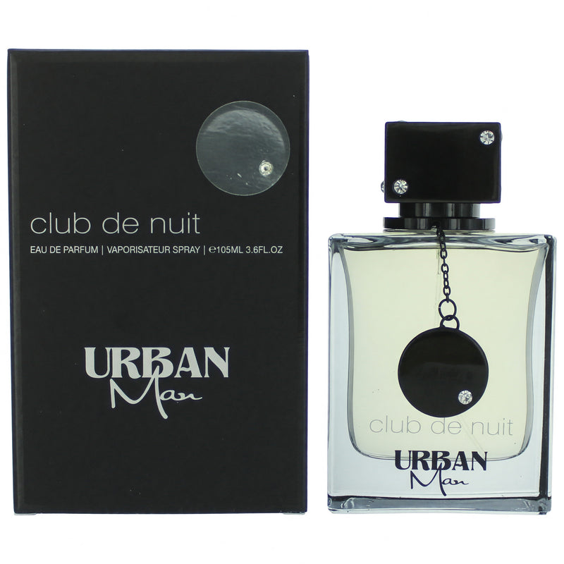 Armaf Club De Nuit Urban 3.6 oz men's EDP spray bottle with sleek packaging and a minimalist design.