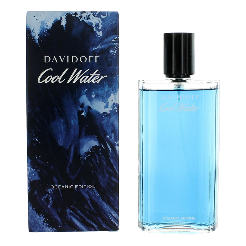 Davidoff Cool Water Oceanic Edition 4.2 oz men's EDT spray bottle with ocean-inspired packaging and blue accents.