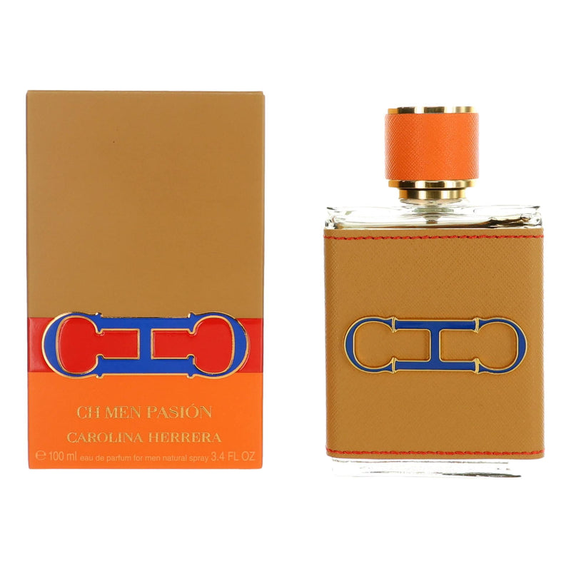 Carolina Herrera CH Men Pasion 3.4 oz EDP spray bottle, sleek design, for men, with a modern, stylish appearance