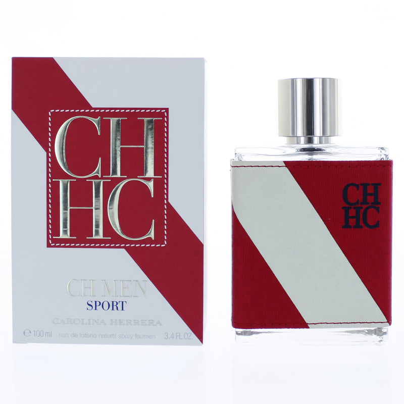 Carolina Herrera CH Sport 3.4 oz men’s EDT spray bottle, sleek design, suitable for active, sporty occasions.