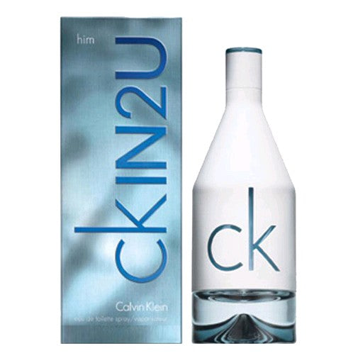Calvin Klein CK IN2U 5 oz men's EDT spray bottle with sleek design and black cap.