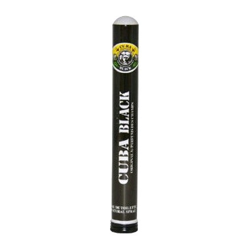 Cuba Black men's 1.17 oz EDT spray bottle with sleek black design, featuring the Cuba brand logo on the label.