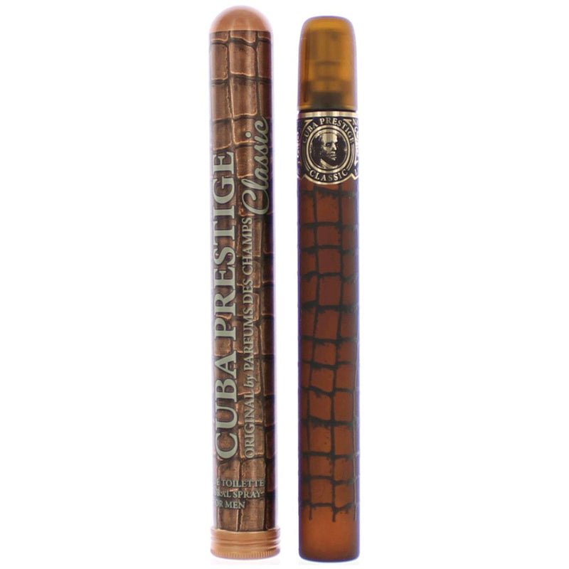 Cuba Prestige Classic men's 1.17 oz EDT spray bottle with silver cap and simple label design.