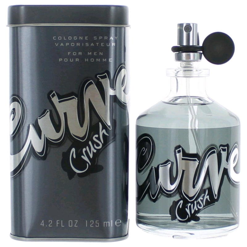 Curve Crush by Liz Claiborne men’s 4.2 oz cologne spray bottle with sleek design and curved shape.