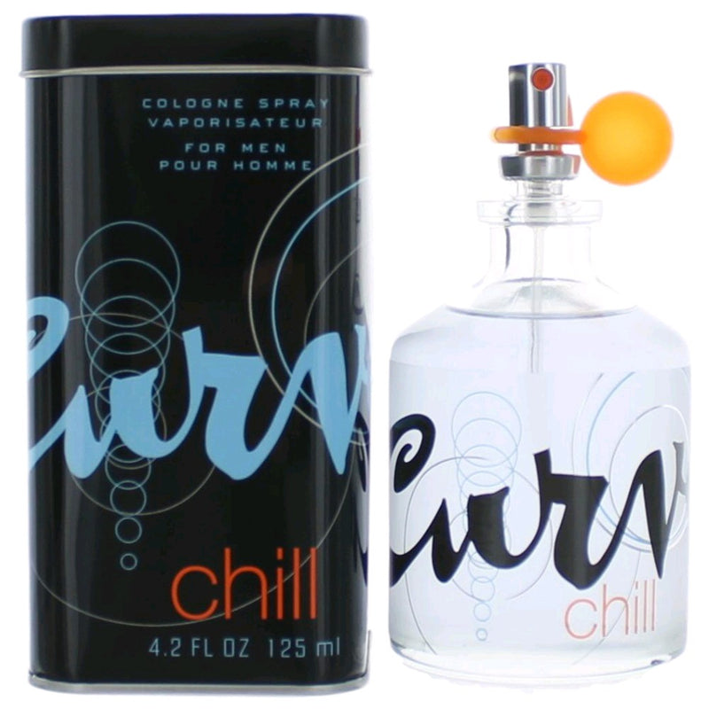 Curve Chill by Liz Claiborne men's 4.2 oz Cologne Spray bottle with sleek design and silver cap.