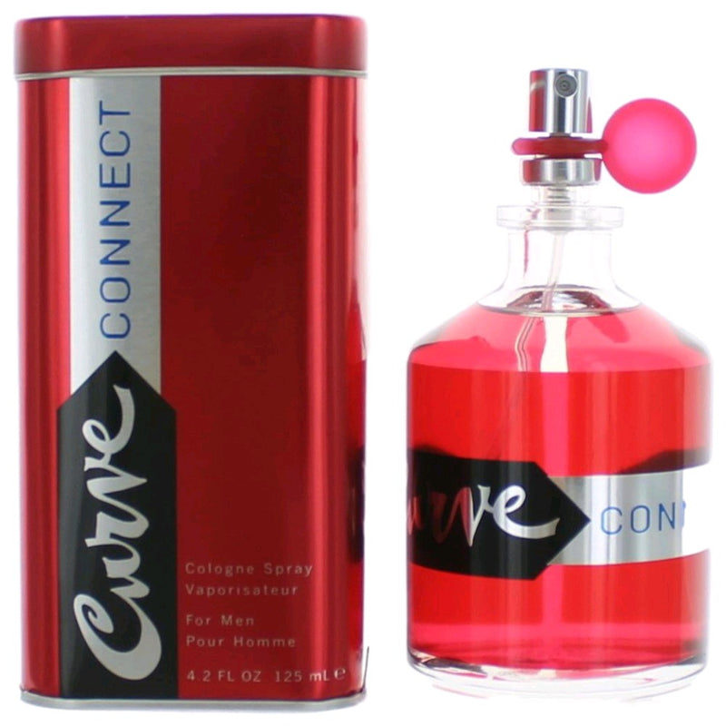 Liz Claiborne Curve Connect men's 4.2 oz cologne spray bottle, sleek physical packaging for confident, fresh scent.