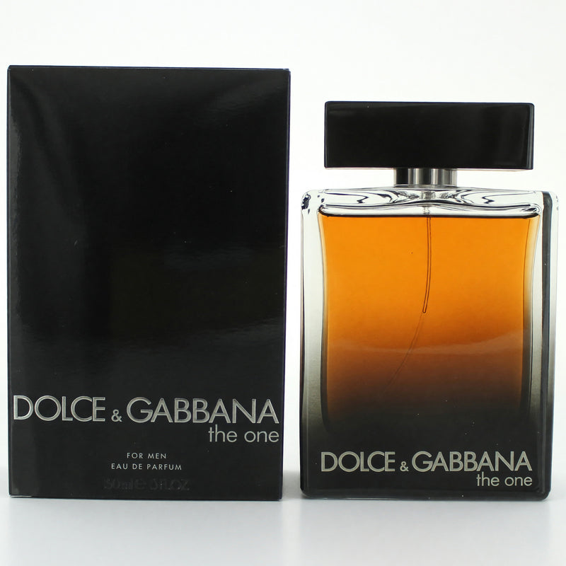 Dolce & Gabbana The One men's 5 oz Eau de Parfum spray bottle with a sleek, elegant design.