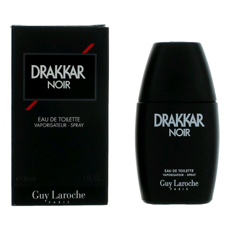 Drakkar Noir by Guy Laroche 1 oz men's EDT spray, featuring a sleek black bottle and classic masculine design.