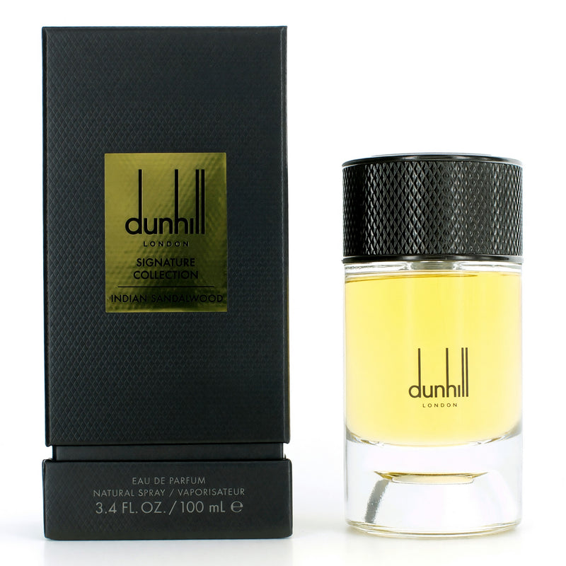 Alfred Dunhill Indian Sandalwood 3.4 oz men's EDP spray bottle with elegant packaging.