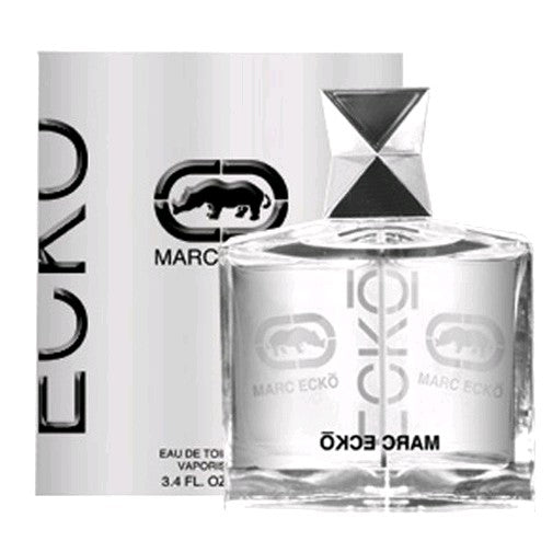 Marc Ecko Ecko by Marc Ecko 3.4 oz men's EDT spray bottle with sleek packaging and branding visible.