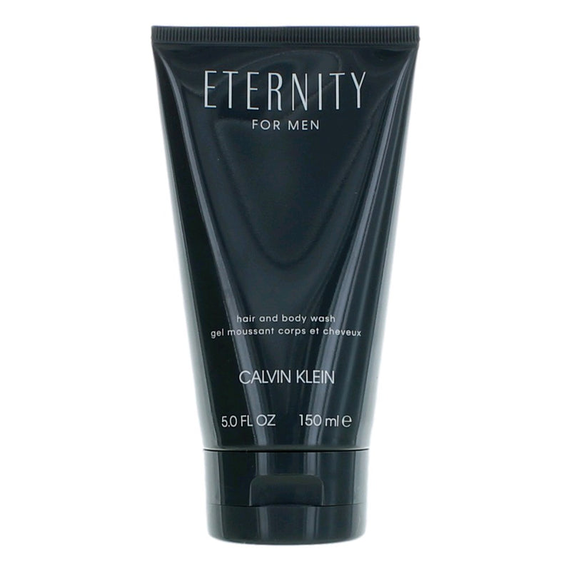 Calvin Klein Eternity 5 oz men's hair and body wash bottle, sleek packaging, designed for refreshing cleansing.