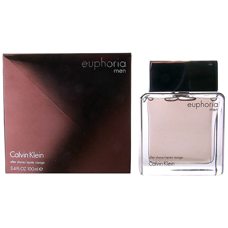 Calvin Klein Euphoria 3.4 oz men's after shave bottle with sleek packaging and clear label.