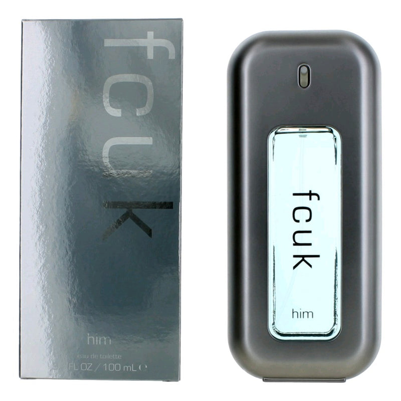 French Connection FCUK men's 3.4 oz EDT spray bottle with sleek packaging and logo design.