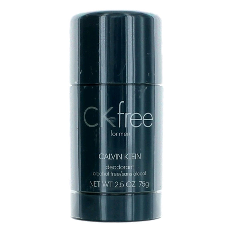 Calvin Klein CK Free men's deodorant stick, 2.6 oz, physical product with silver and black packaging, deodorant stick visible.