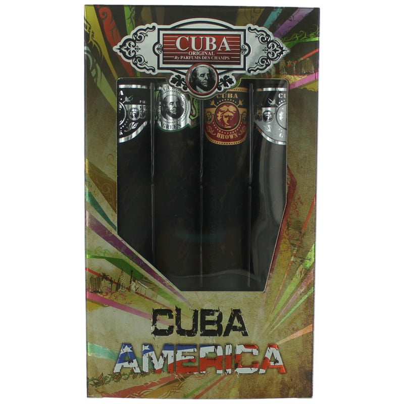 Cuba America 4-piece men's gift set including Black, Grey, Green, and Brown physical products by Cuba.