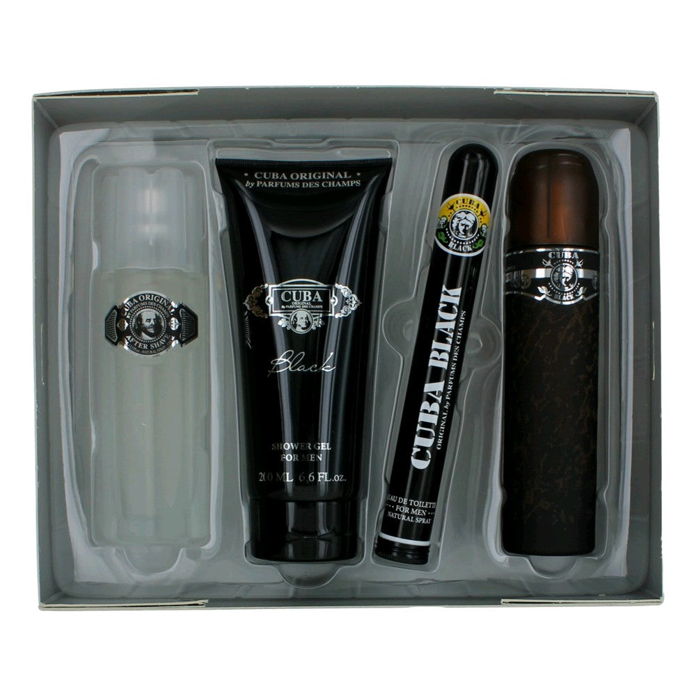 Cuba Black Cuba 4 Piece Gift Set Men - Pertinacia Perfume
