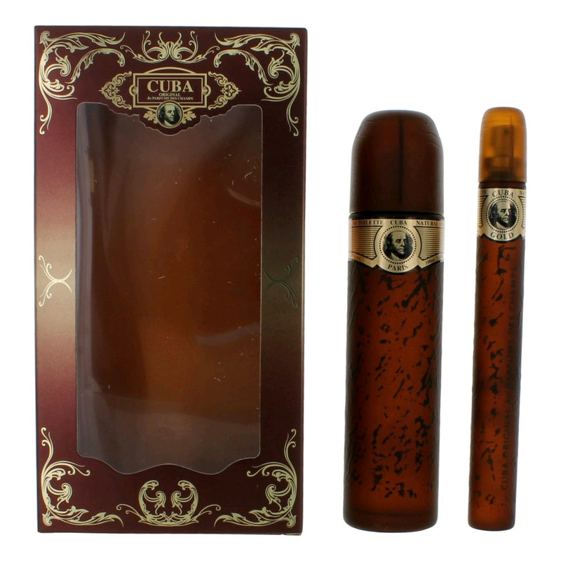 Cuba Gold 2-piece gift set for men, including a perfume bottle and accompanying accessories, displayed in elegant packaging.