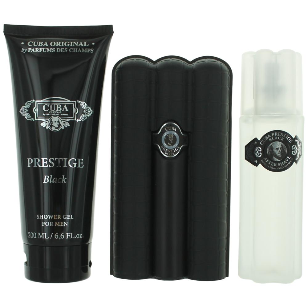 Cuba Prestige Black Cuba 3 Piece Gift Set Men - Pertinacia Perfume