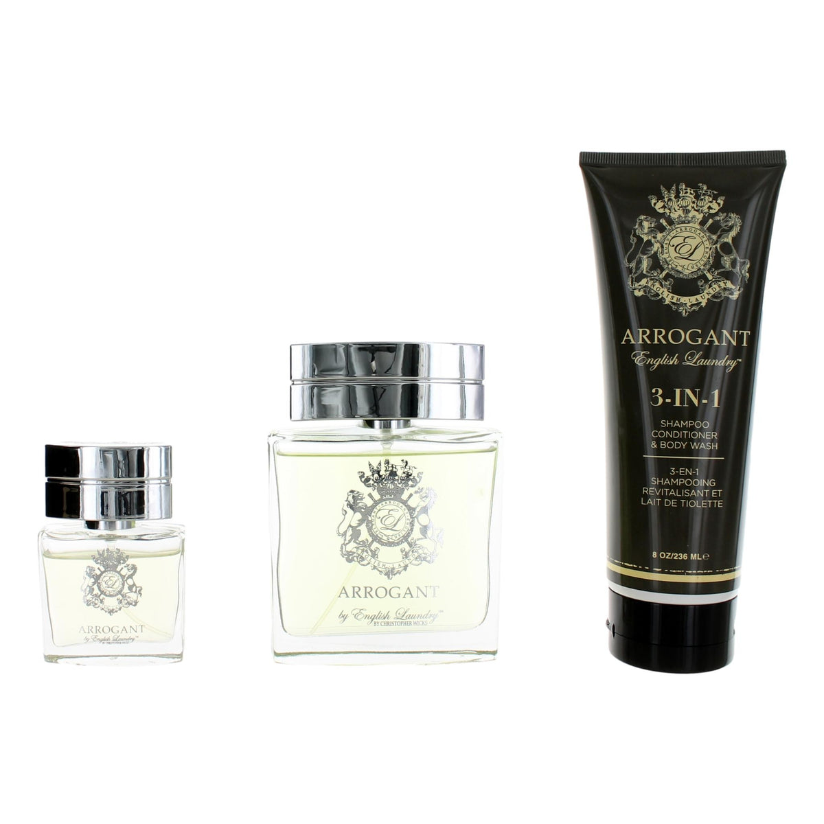 Arrogant English Laundry 3 Piece Gift Set Men with 3.4 oz. - Pertinacia Perfume