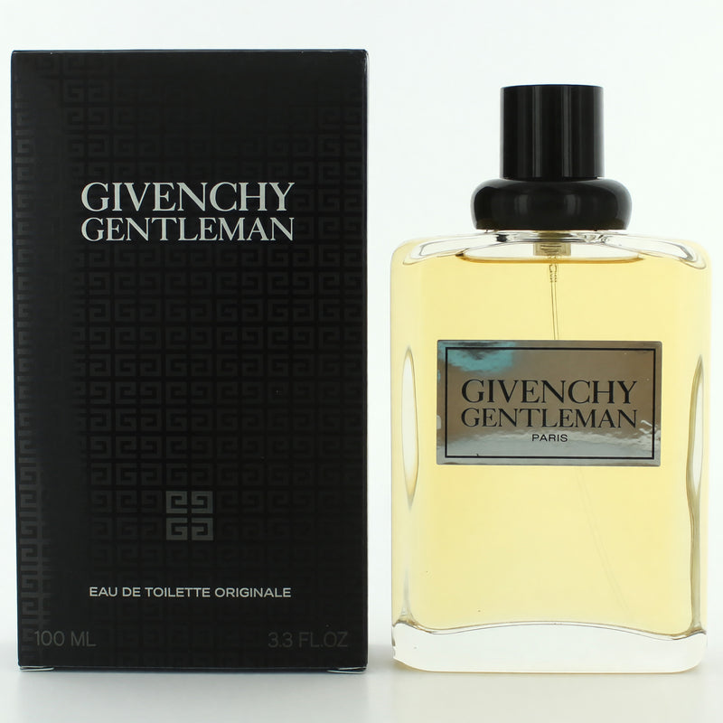 Givenchy Gentleman Original 3.3 oz men's EDT spray bottle, sleek design and classic fragrance packaging.