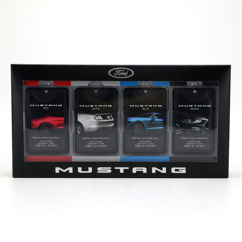 Set of four Mustang men's physical fitness products featuring the Mustang brand logo and varied workout equipment pieces.