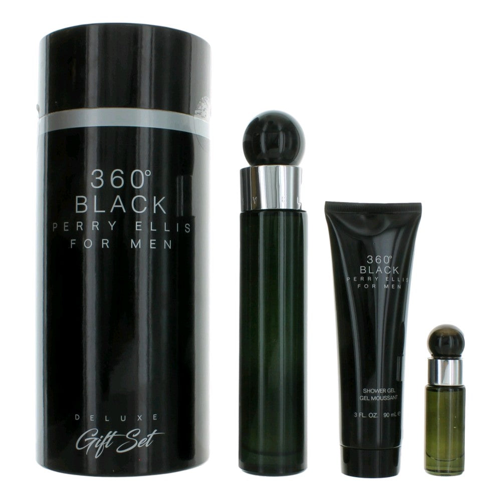 Perry Ellis 360 Black Perry Ellis 3 Piece Gift Set Men - Pertinacia Perfume