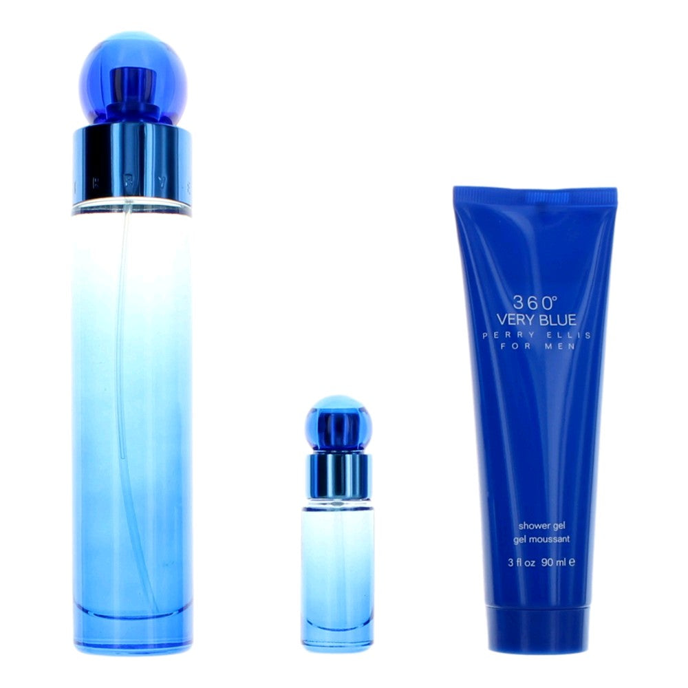 Perry Ellis 360 Very Blue Perry Ellis 3 Piece Gift Set Men - Pertinacia Perfume