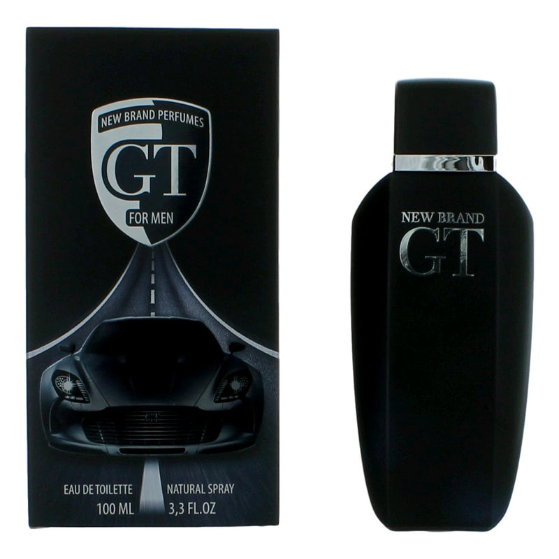 New Brand GT men's 3.4 oz EDT spray bottle, featuring sleek packaging for confident, everyday wear.