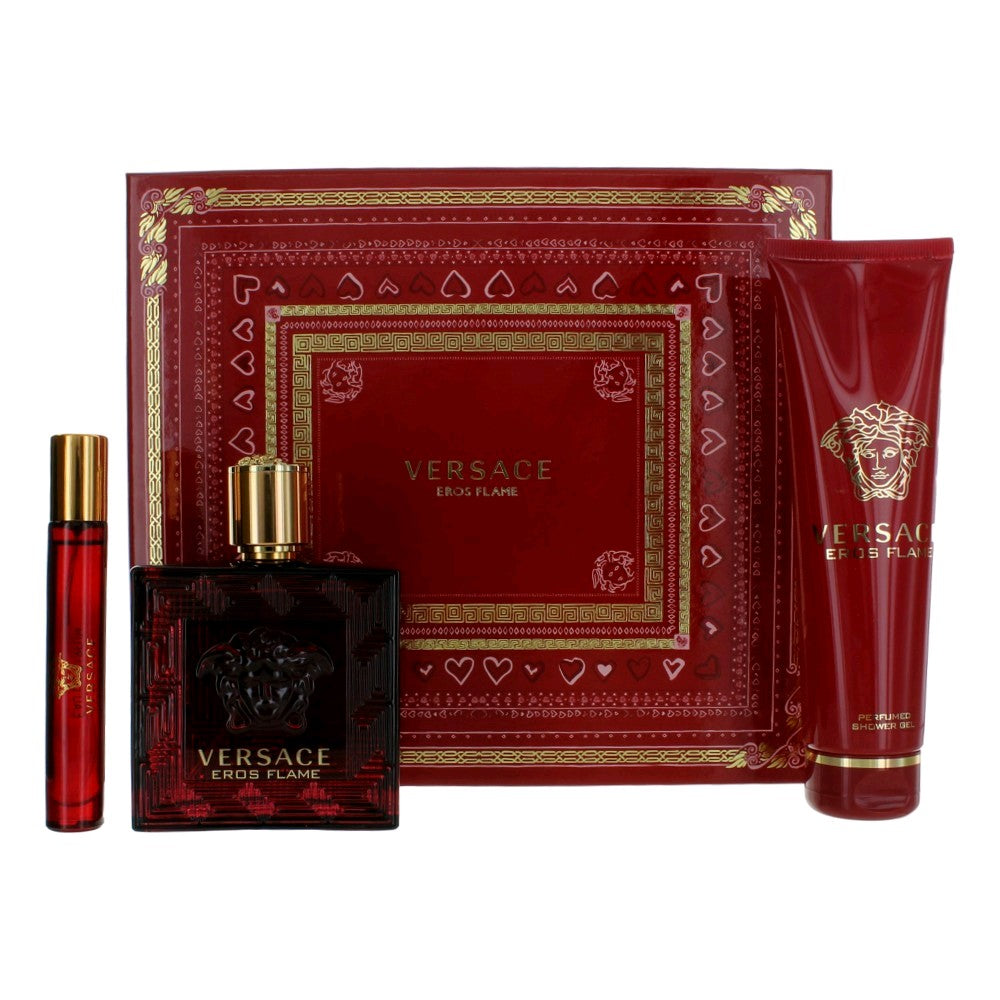 Eros Flame Versace 3 Piece Gift Set Men - Pertinacia Perfume