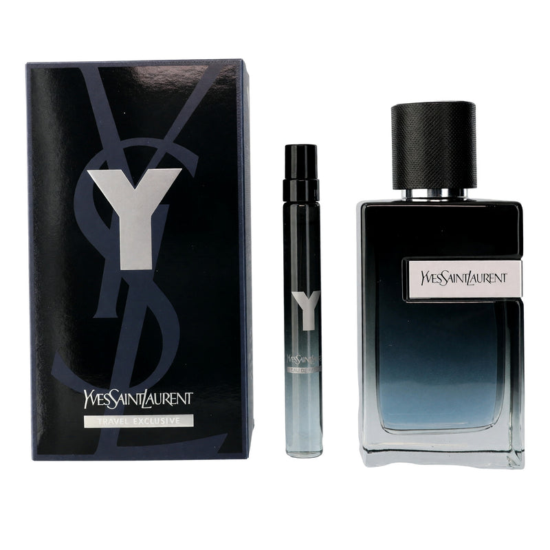 Yves Saint Laurent Y men's 2-piece gift set featuring fragrances and grooming products in sleek packaging.