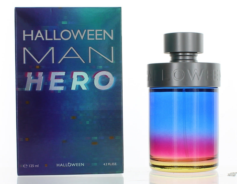 J. Del Pozo Halloween Man Hero 4.2 oz EDT spray for men, featuring sleek packaging and a masculine fragrance design.