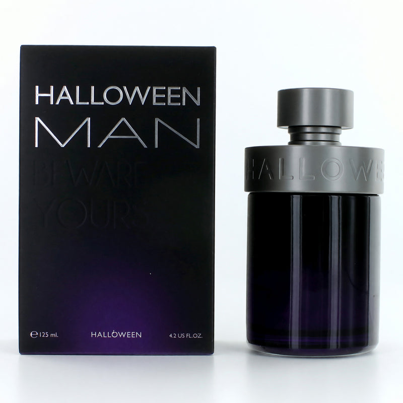 J. Del Pozo Halloween Man 4.2 oz EDT spray for men, featuring a sleek bottle design and dark, festive packaging.