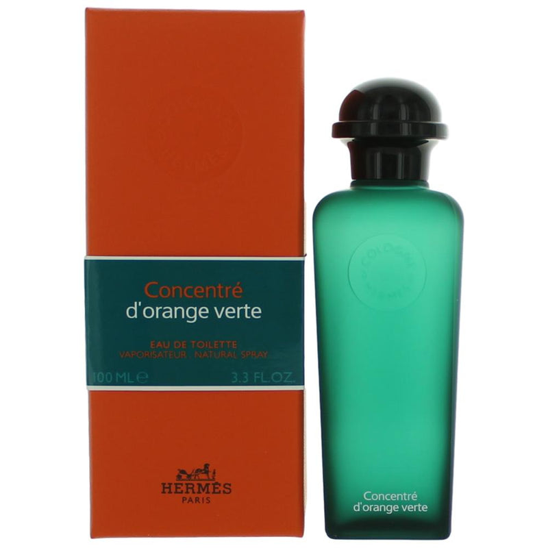 Hermes Orange Verte unisex 3.3 oz EDT spray bottle, featuring the iconic citrus fragrance and sleek packaging design.