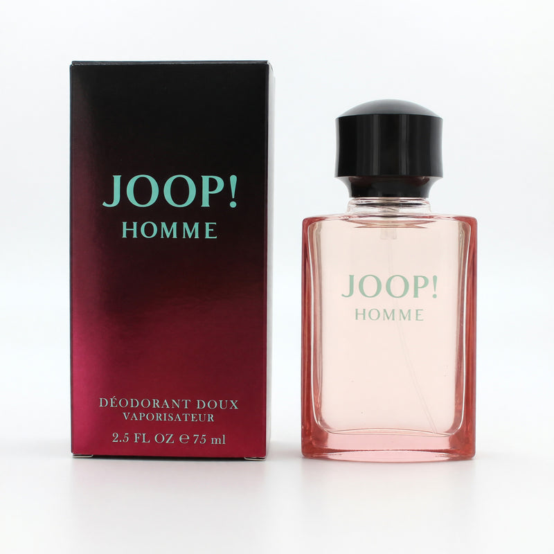 Joop! by Joop men's 2.5 oz mild deodorant spray in a sleek bottle, designed for everyday freshness and subtle scent.