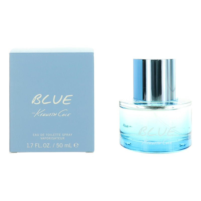 Kenneth Cole Blue men's 1.7 oz EDT spray bottle with blue packaging and branding visible in the image