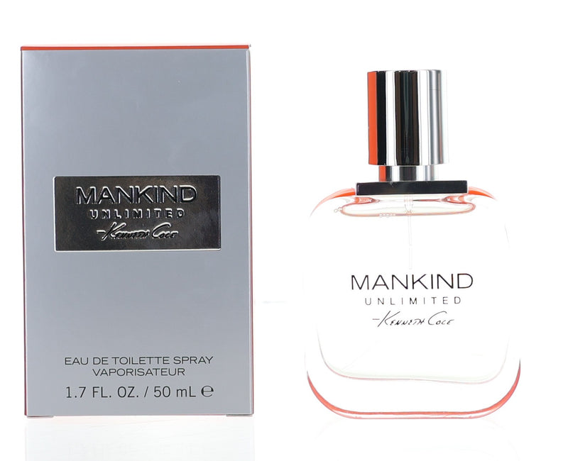Kenneth Cole Mankind Unlimited 1.7 oz men's EDT spray bottle with sleek packaging and branding.