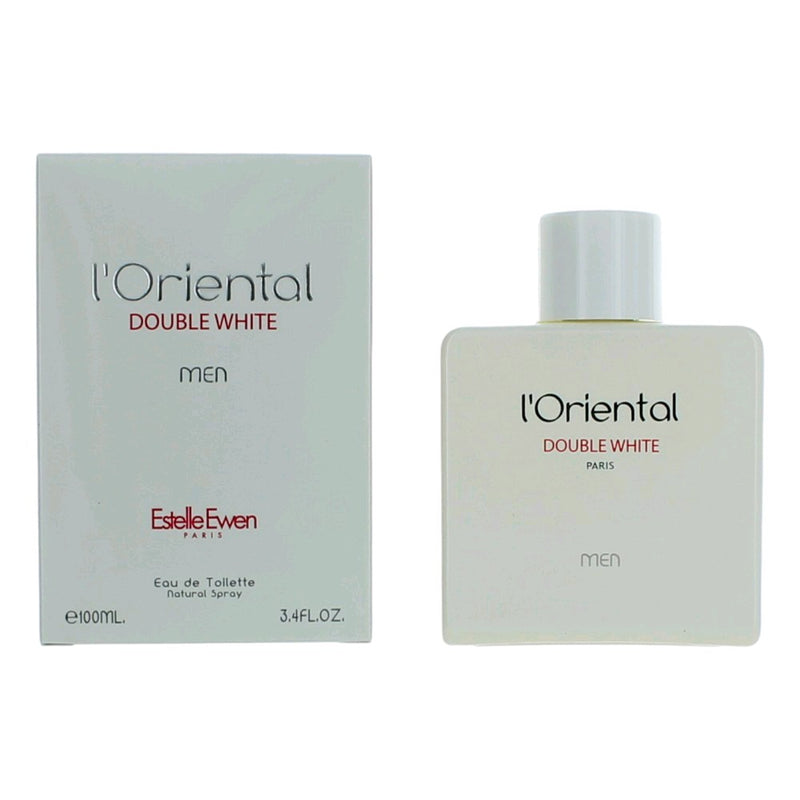 Estelle Ewen L'Oriental Double White men's 3.4 oz EDT spray bottle with elegant packaging and branding.