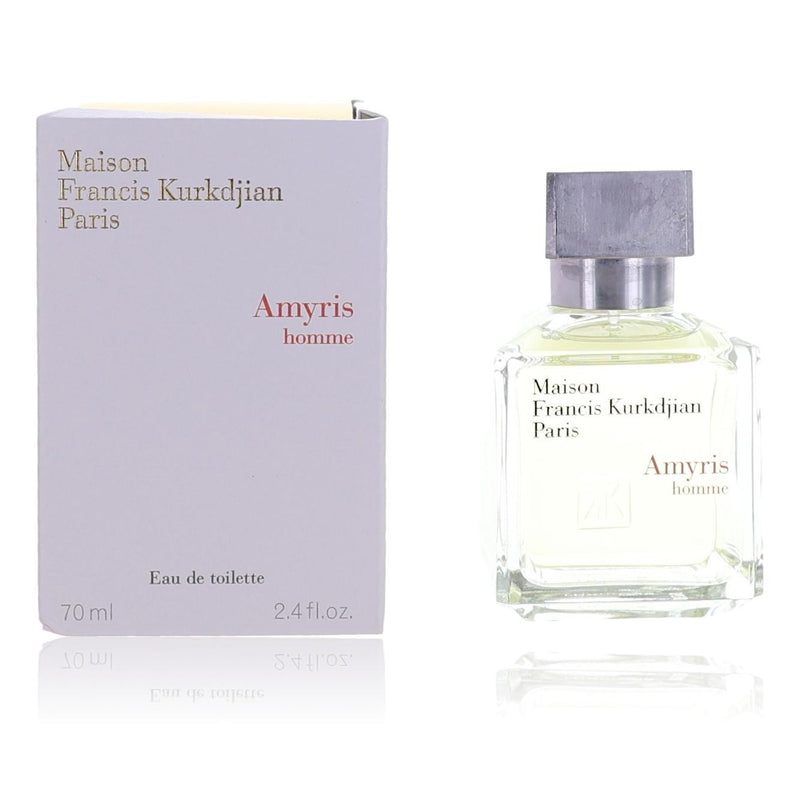 Maison Francis Kurkdjian Amyris Homme 2.4 oz men's EDT spray, featuring sleek bottle with fragrance cap and minimalist design.