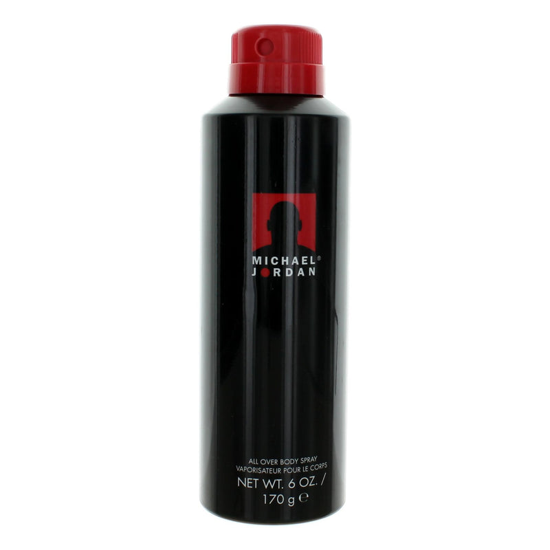 Michael Jordan men's 6 oz body spray bottle, featuring sleek design and branding, for refreshed and energized scent.
