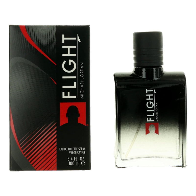 Michael Jordan Flight men's 3.4 oz EDT spray bottle, sleek physical packaging with the iconic branding on the label.
