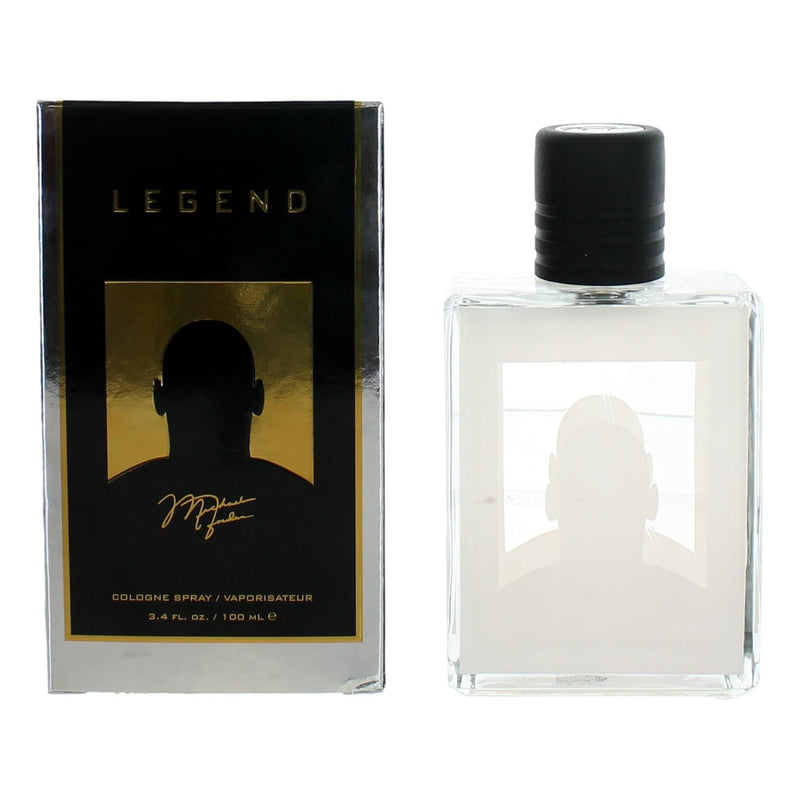 Michael Jordan Legend cologne spray for men, 3.4 oz bottle, with sleek packaging and branding visible in the image.