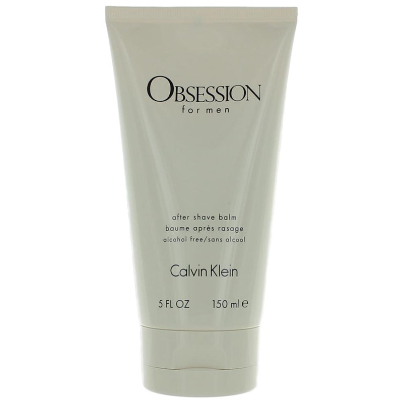 Calvin Klein Obsession 5 oz men's after shave balm in a sleek container, designed to soothe and refresh skin.