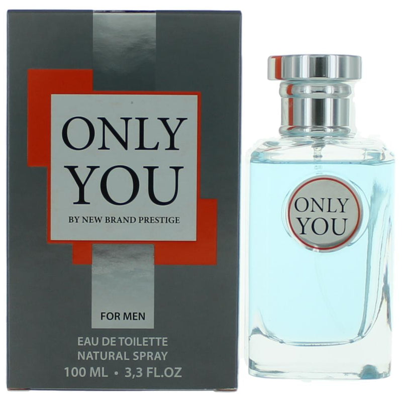 New Brand Only You men's 3.4 oz EDT spray bottle with sleek design and subtle branding, ready for everyday wear.